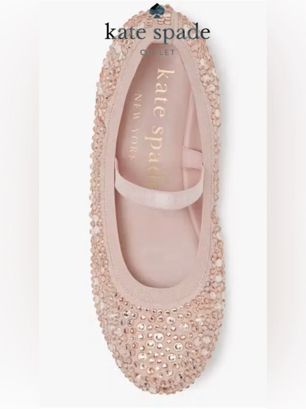 Kate Spade Violette Mary Jane Ballet Flats Rhinestones Mochi Pink Size 7.5 NWOT
